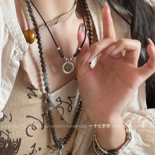 实心足银六字真言平安扣情侣项链七夕礼物 新中式 一十七手作 原创