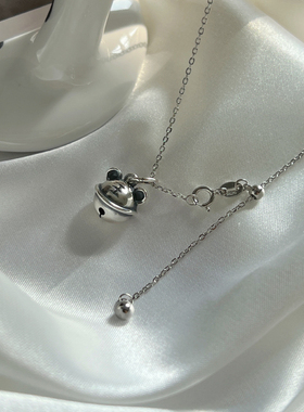 s925十字链复古虎头铃铛纯银项链