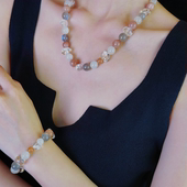 一川风月 原创手链项链天然水晶月光石巴西白水晶灰月光白月光