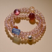 晚霞明 原创设计天然草莓晶多宝三圈手链项链