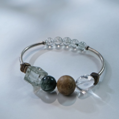 【清欢】天然水晶手链手镯绿幽灵绿龙晶巴西白水晶奇楠沉香