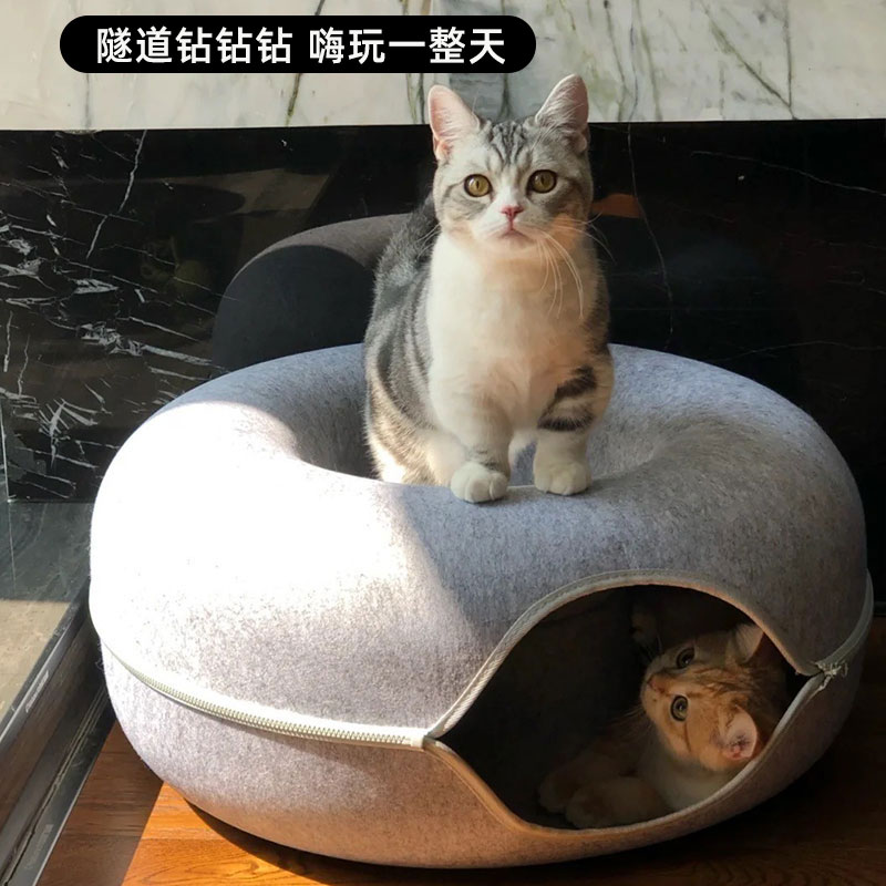 轮胎式猫窝环形甜甜圈车胎猫咪圆形隧道保暖冬季防寒睡袋多猫家庭