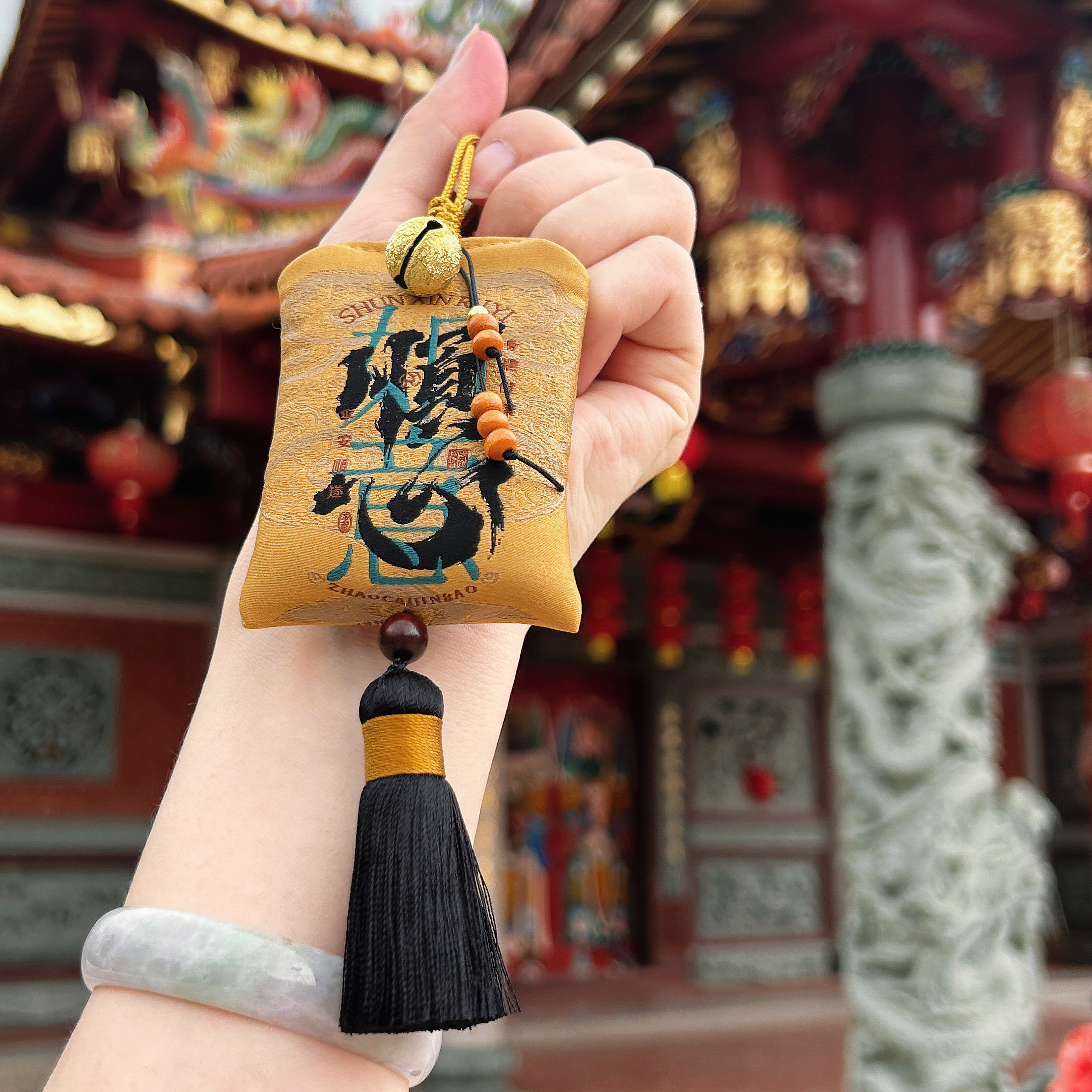 以谦堂手工灵隐文创香囊平安护身汽车挂饰福袋车载吊坠御守中国风
