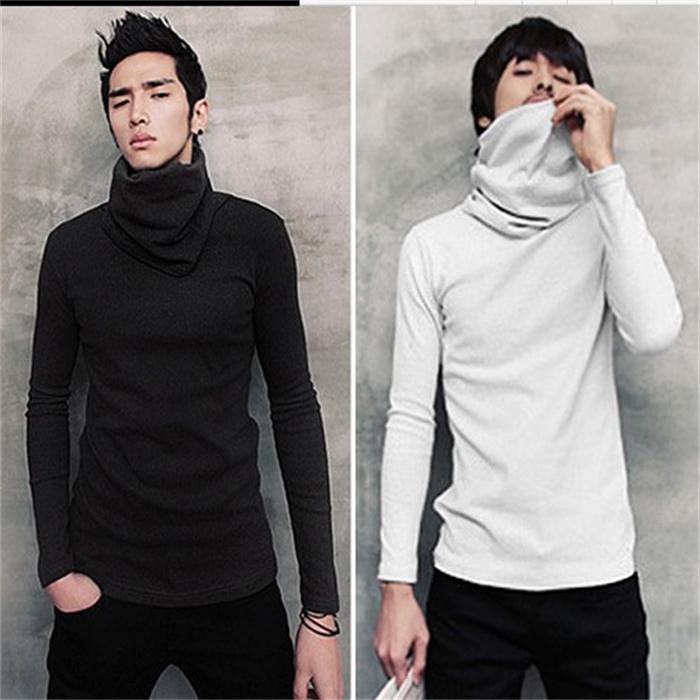 秋冬季韩版潮男新款堆领长袖男装