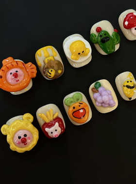 任民币|鲷鱼烧2.0纯手工穿戴甲2024年新款手绘捏捏立体可爱小鱼饼