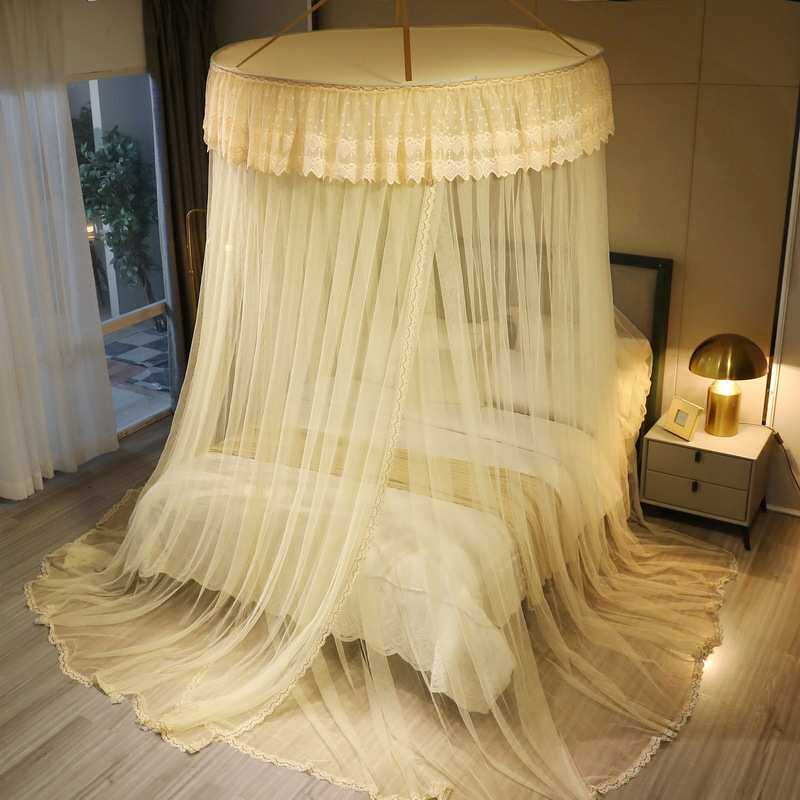 蕾丝大圆顶蚊帐法式公主床帘幔纱1.5米直径所有床通用吊顶蚊帐