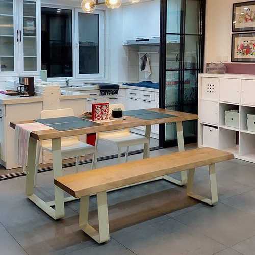 北欧简约实木长餐桌椅组合原木餐桌家用长方形创意饭桌大户型10人