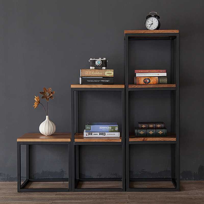 美式多层组合铁艺客厅收纳架 多功能卧室个性花架简易实木置物架