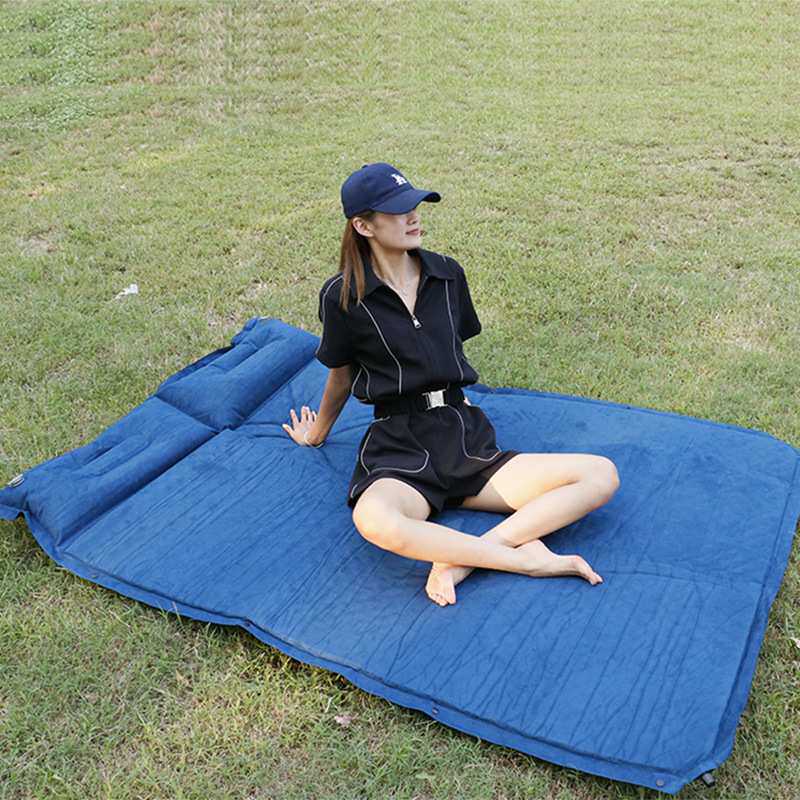 户外便携充气垫 野餐露营自驾游麂皮绒气垫5cm加厚拼接自动充气垫