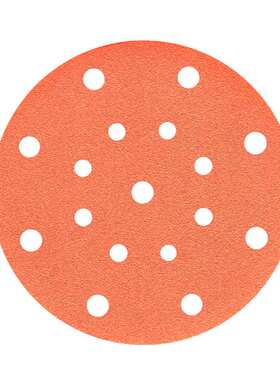 厂家直供木材金属打磨植绒陶瓷砂纸 6寸橙色旋风孔无尘干磨砂纸