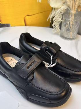 GEOX专柜正品会呼吸的鞋儿童黑色牛皮软面平底鞋J9309B 2/2