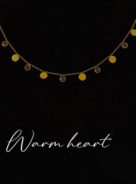 暖心/欧美风高级感项链钛钢女拼色锆石镶嵌轻奢设计感锁骨链信物