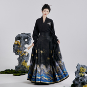 改良交领刺绣织金妆花黑色马面裙女冬款 序绘原创汉服 寻星辰 日常