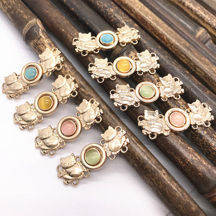 汉服旗袍子母扣猫咪金属盘扣对扣搭扣古装复古纽扣合金钮扣装饰扣