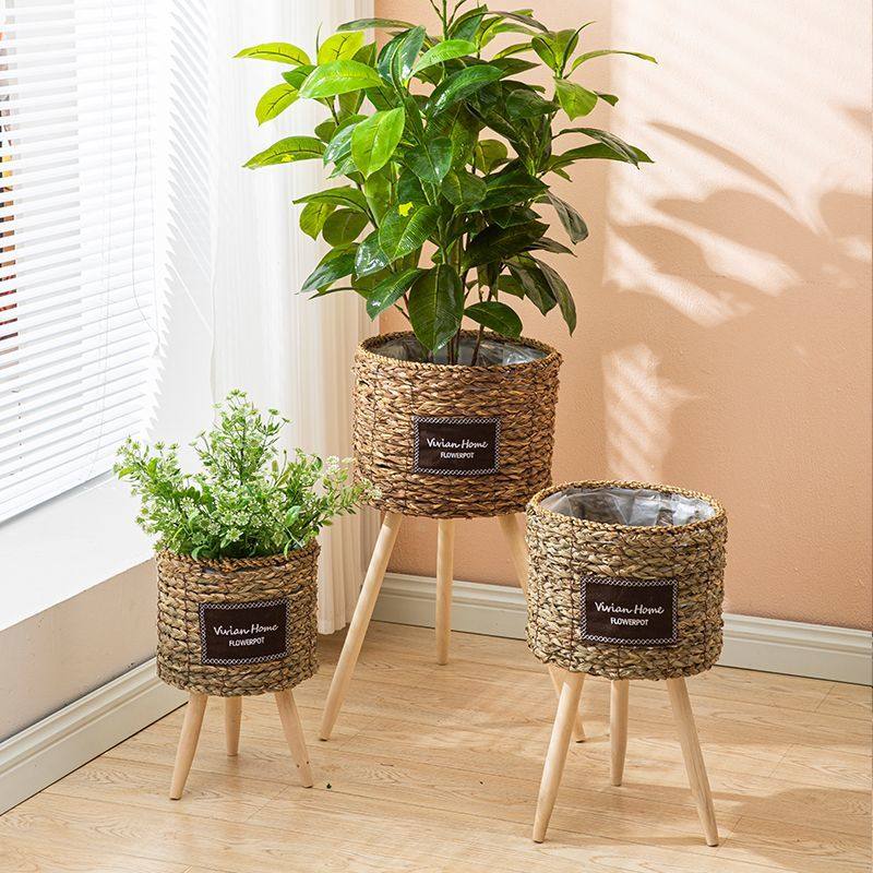 北欧花盆架藤编柳编手工编织花篮装饰品客厅阳台花盆绿植花篮架子,住宅家具,花架/花几,淘宝优惠券,粉丝福利购,淘宝优惠卷
