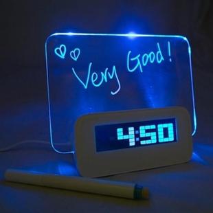 LED荧光留言板闹钟 夜光感应聪明钟 懒人学生音乐闹钟alarm clock