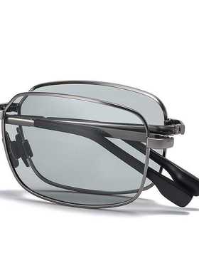 折叠感光变色墨镜男开车用合金框