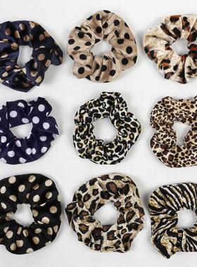 奇阅秋冬豹纹点点绒布大肠圈发圈女士扎头发弹力布圈头饰品B249