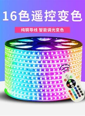 LED灯带220V防水5050RGB彩色灯带彩灯七彩led防水变色软灯条110V