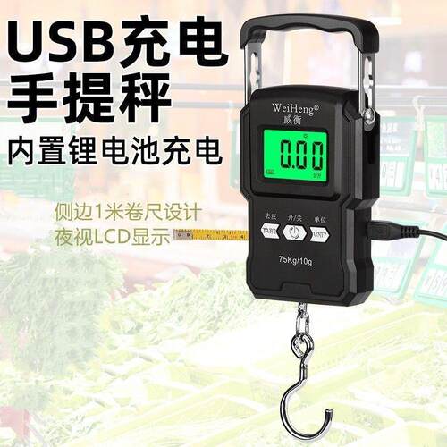 充电手提秤电子秤行李秤买菜秤快递秤家用弹簧称钓鱼称吊钩秤