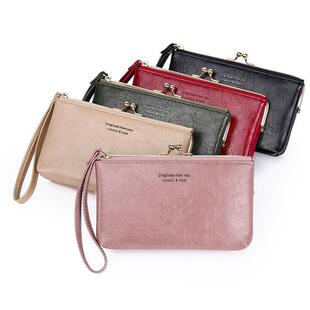 速卖通简约百搭女士手提零钱包大容量长款拉链手机包薄款手挽钱夹