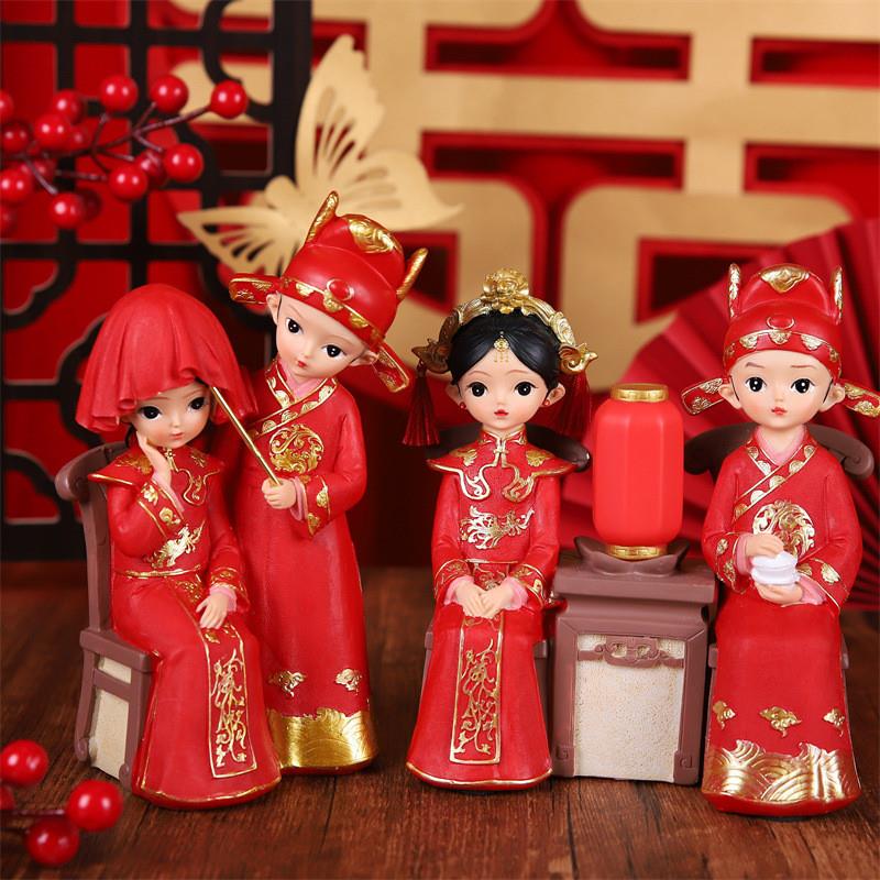 新中式婚庆好合结婚伴手礼树脂情人节工艺品摆件新娘新娘一生相伴
