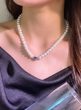 新中式澳白珍珠项链女高级感轻奢爆款串珠颈链气质甜美百搭锁骨链