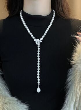 韩系潮流超闪项链女长款高级感气质小众毛衣链秋冬百搭款饰品配饰