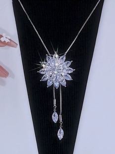 白色冰花百搭项链可调节毛衣链2025年新款潮女长款高级感挂件配饰