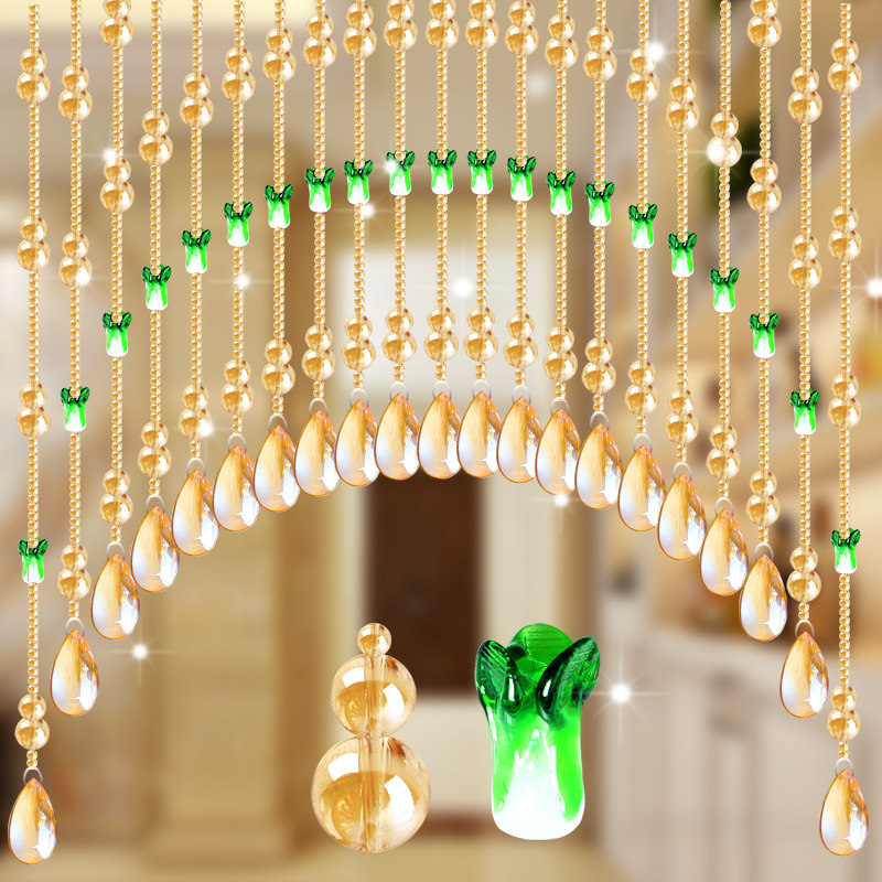 水晶葫芦珠帘玻璃弧形卧室门帘隔断玄关过道客厅免打孔餐厅挂帘子