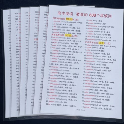 高中英语必背688高频词汇认知卡