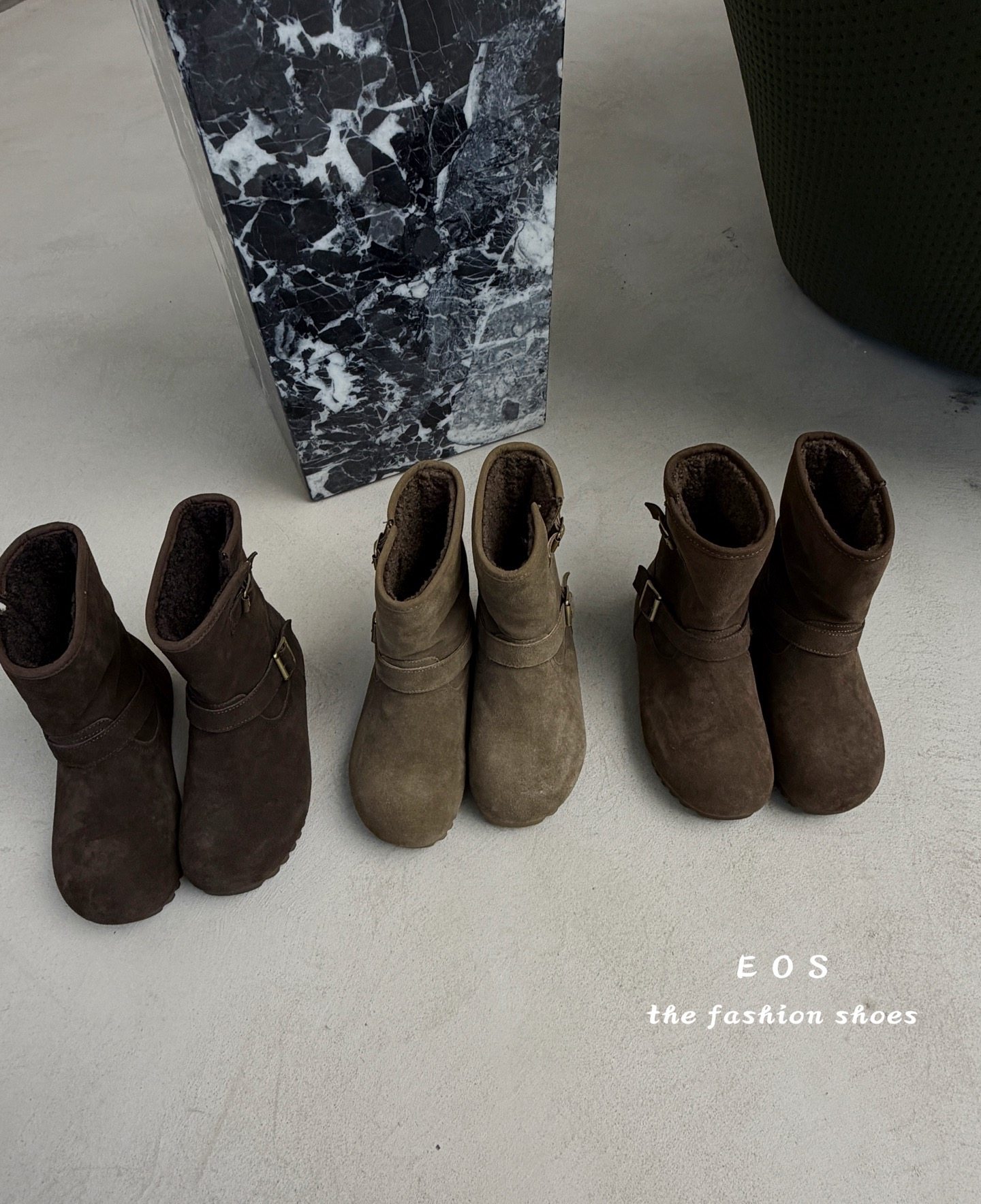 。EOS25300-2磨砂皮两穿加绒雪地靴女2025款保暖一脚蹬棉鞋短靴