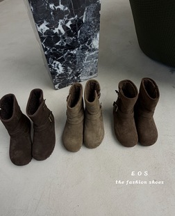 保暖一脚蹬棉鞋 2磨砂皮两穿加绒雪地靴女2025款 短靴 EOS25300