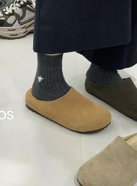 EOS女鞋懒人鞋女毛毛鞋复古厚底外穿包头真皮拖鞋058-16/0715-18