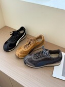 EOS女鞋 25178 1韩系复古系带真皮低帮休闲鞋 女德训鞋 赛车鞋