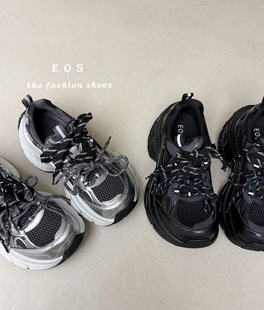 。EOS25139-2秋款单鞋女厚底网面老爹鞋透气运动休闲鞋子系带