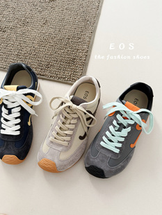 。EOS女鞋9210-33平底皮面时尚休闲鞋女2025百搭系带阿甘徳训鞋