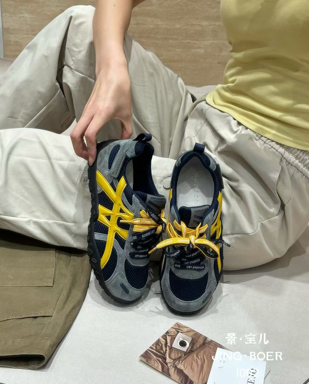 。景宝儿1002网红德训鞋女2025年新款夏季平底阿甘鞋百搭轻便休闲