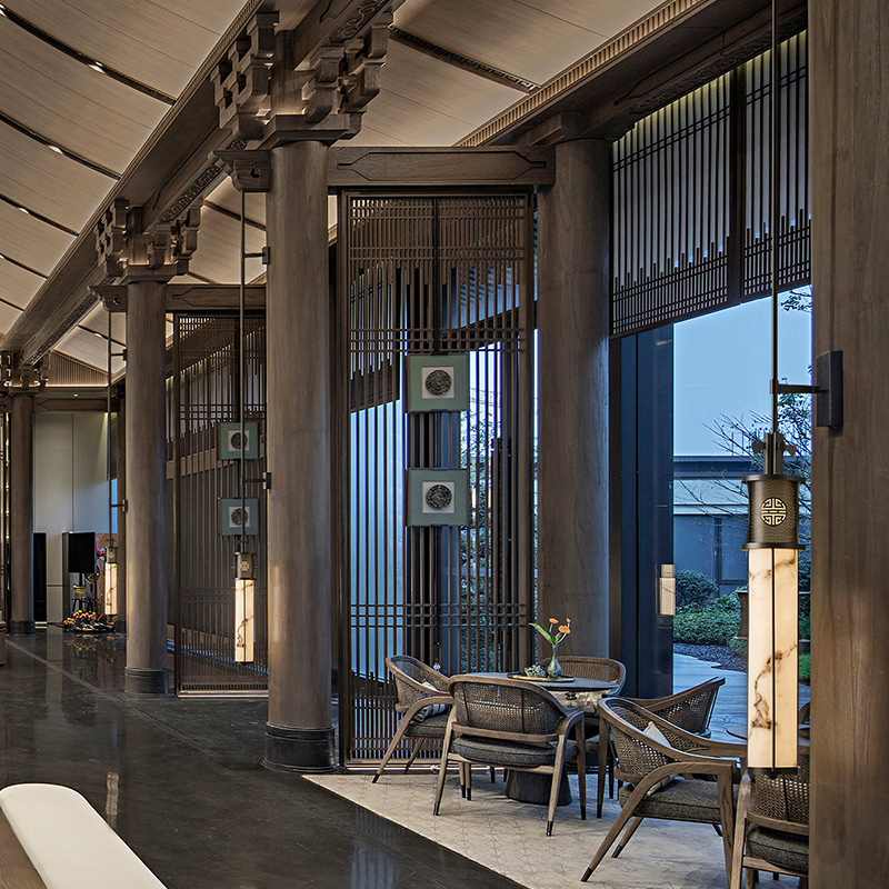 新中式云石壁灯酒店大堂过道客房餐厅背景墙壁灯长条工程商业空间