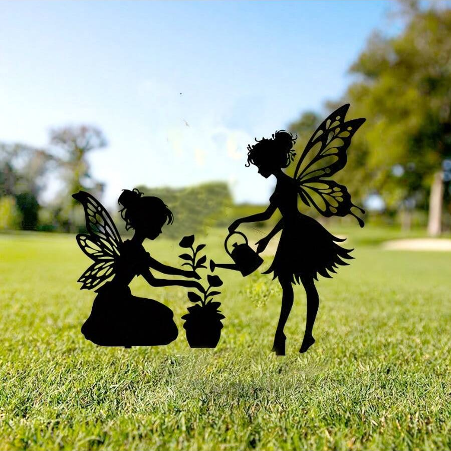 金属花插仙女花园地插件铁艺精灵剪影装饰庭院和露台阳台盆景花盆