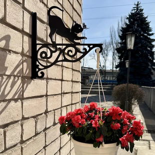 猫和蝴蝶金属户外植物挂架花盆壁钩花盆夜灯风铃灯金属制的支架