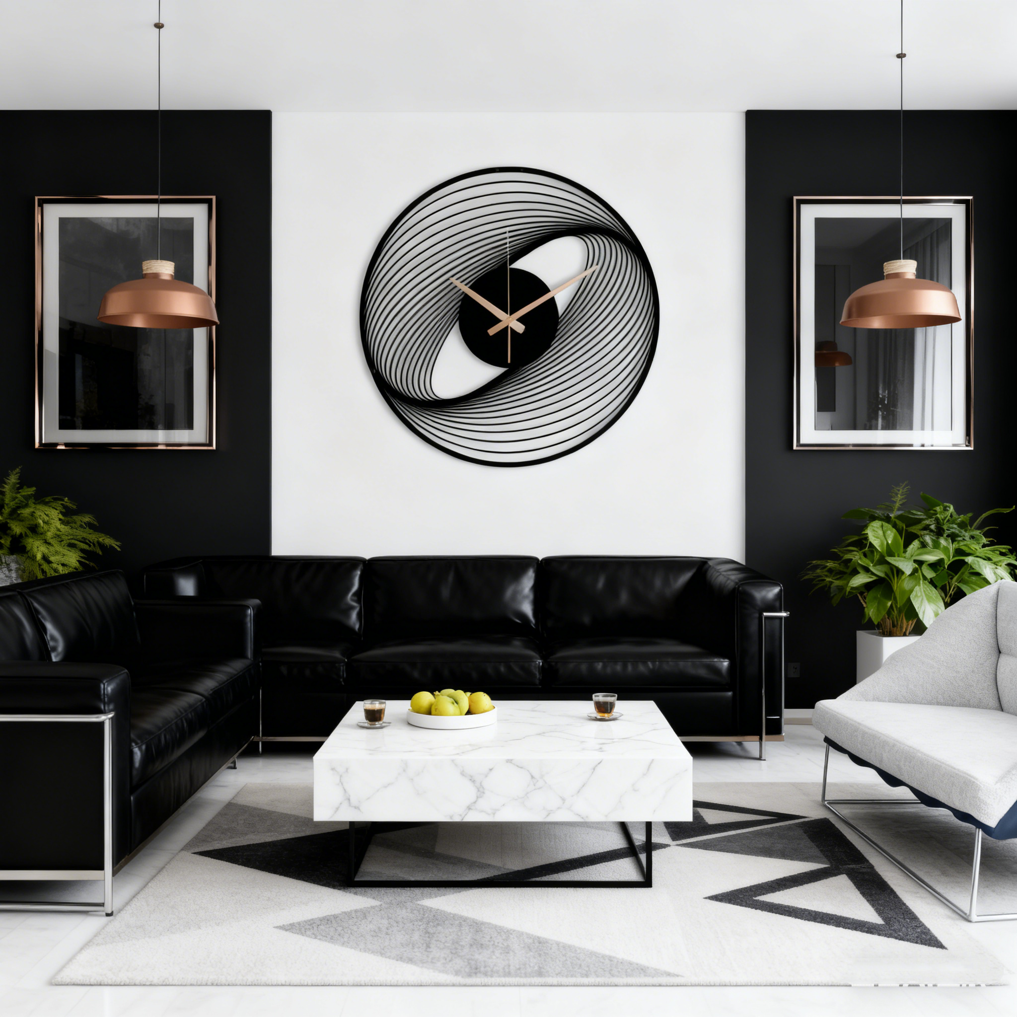 简约时尚静音时钟现代抽象墙面装饰金属艺术挂钟几何图形装饰挂画