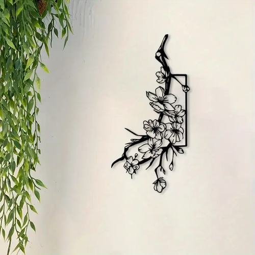 复古樱花金属墙饰涂层铁艺造型适用于室内户外客厅庭院花园植物