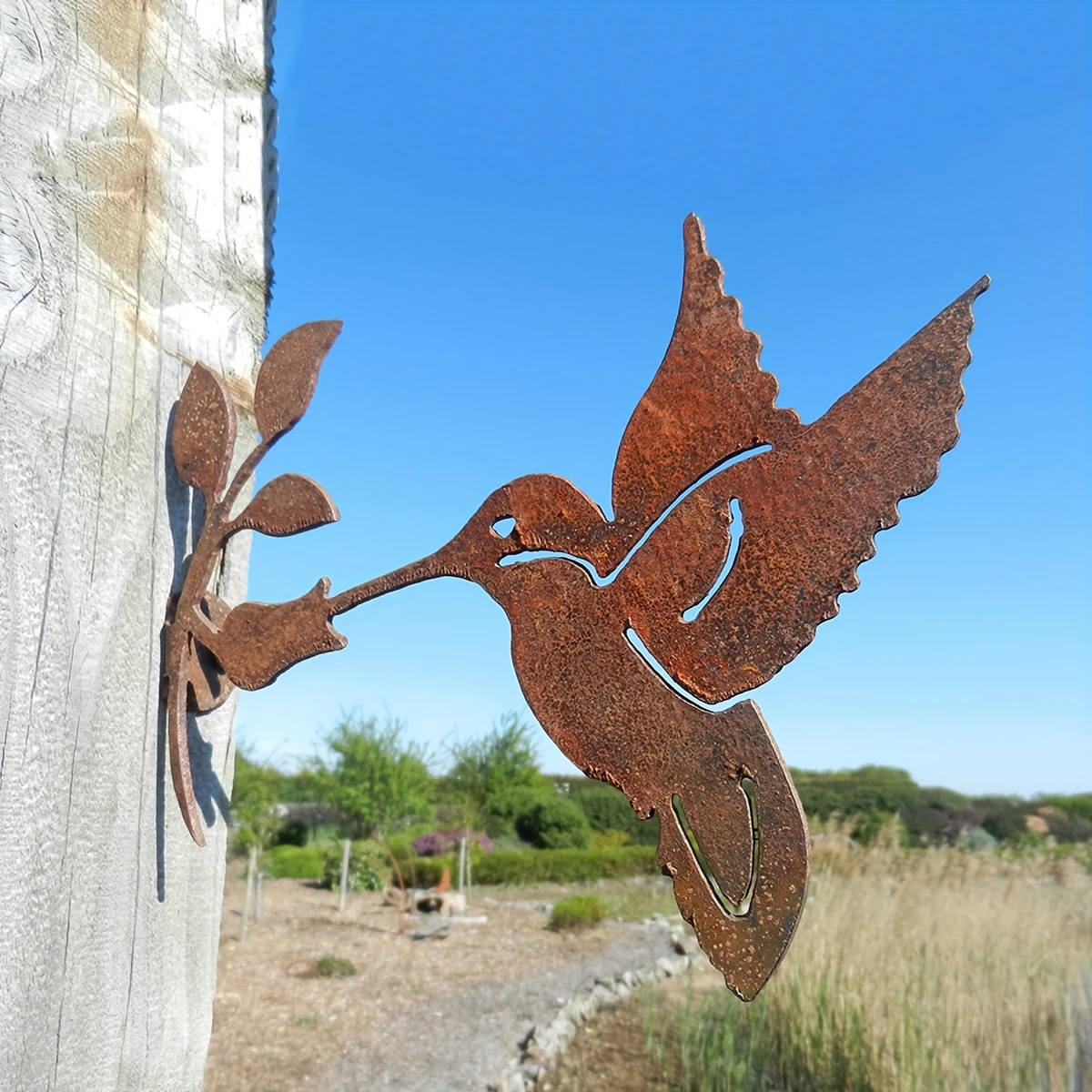 乡村蜂鸟花园树桩-自然生锈金属鸟轮廓庭院栅栏装饰户外鸟类装饰,家居饰品,户外/庭院摆件,淘宝优惠券,粉丝福利购,淘宝优惠卷