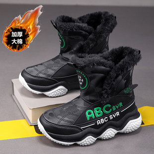 儿童防水加厚棉鞋 防滑加绒保暖棉靴 BABEIKIDS男童雪地靴冬季 ABC