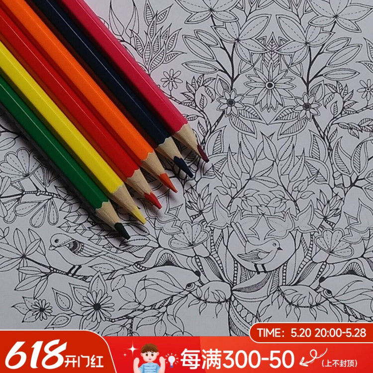 包邮 秘密花园涂色专用 水溶性彩色铅笔送涂色纸 多套可选