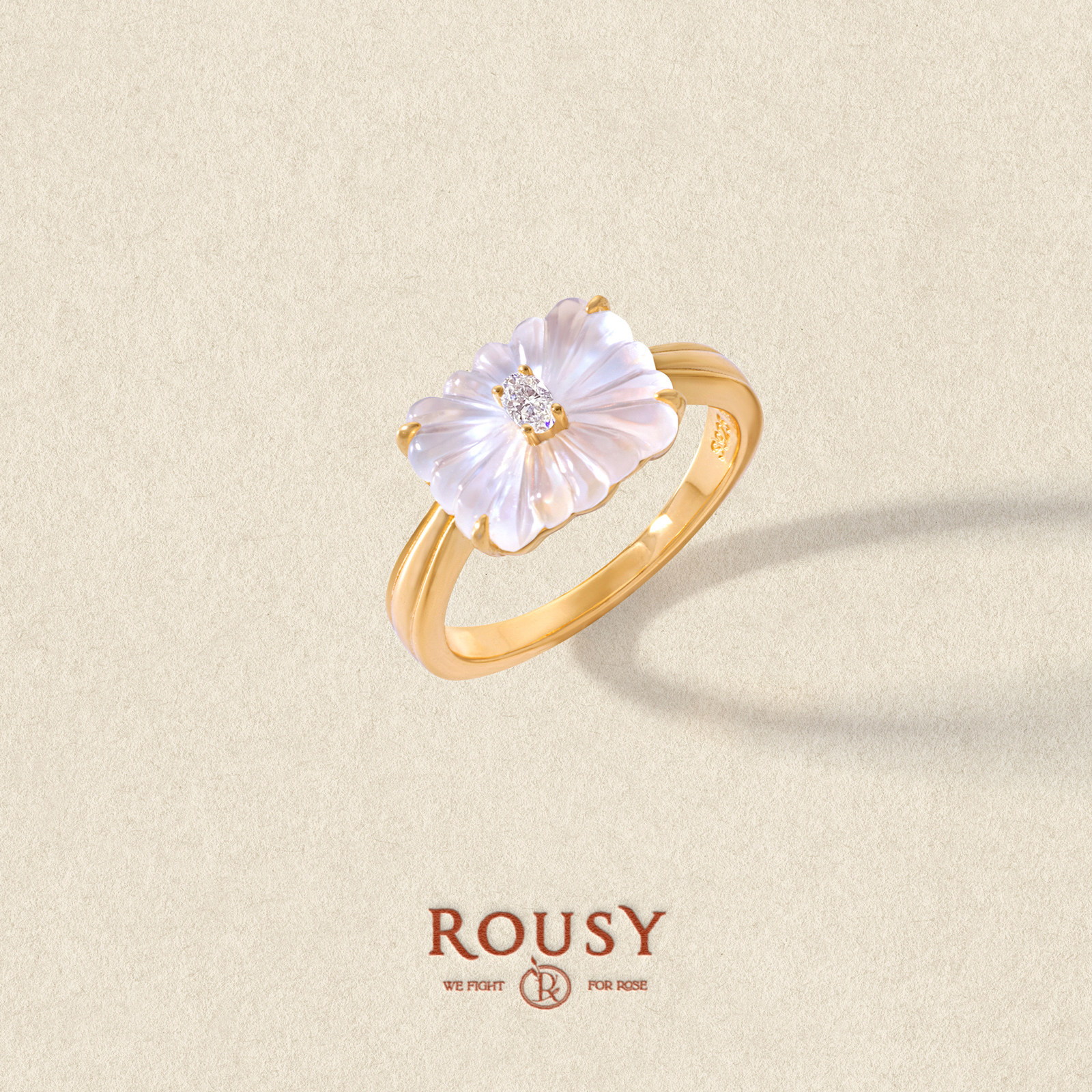 《Lumière·缎光》ROUSY新品复古设计简约百搭白水晶纯银戒指女