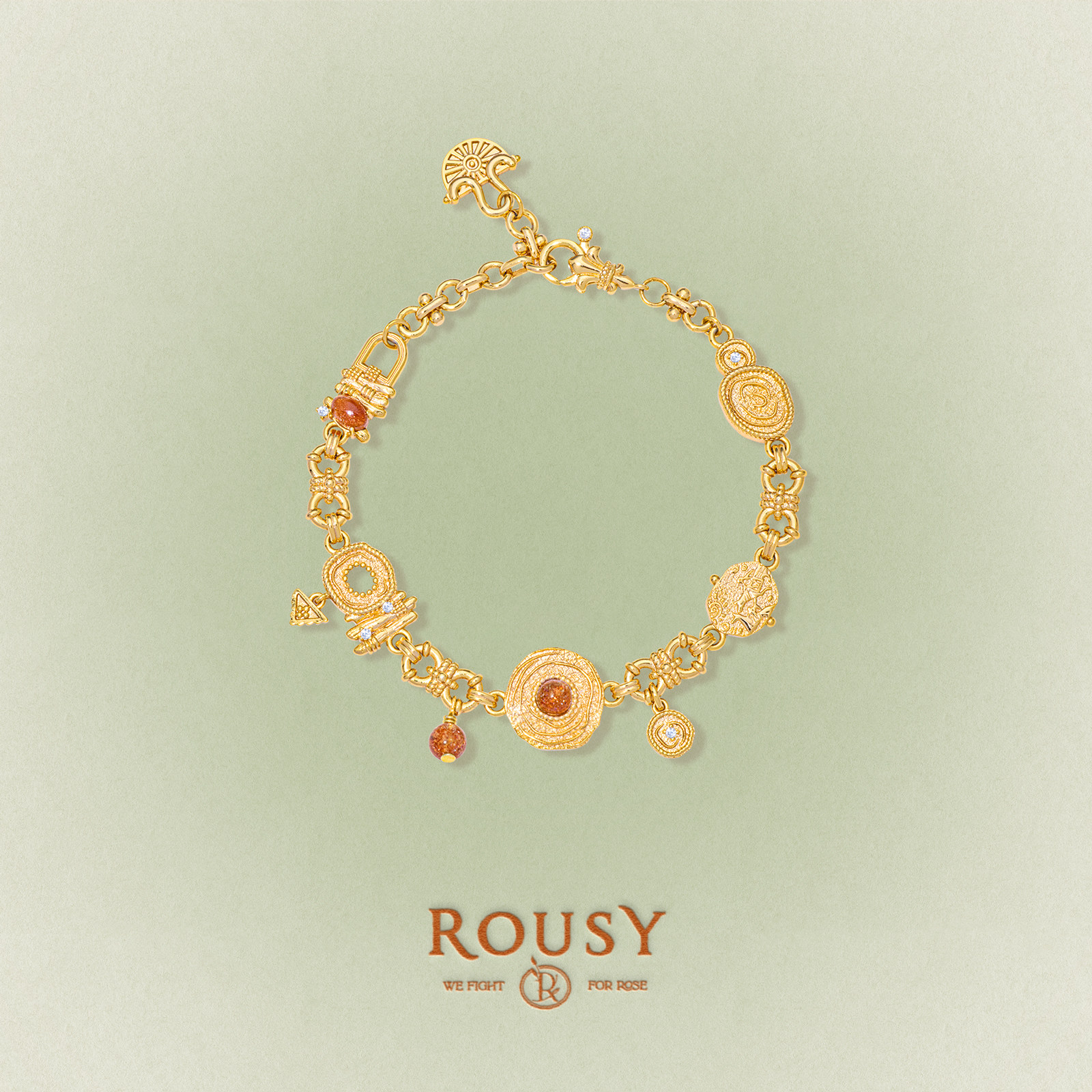 《芒种》ROUSY新品复古设计原创小众气质精致太阳石手链女礼物