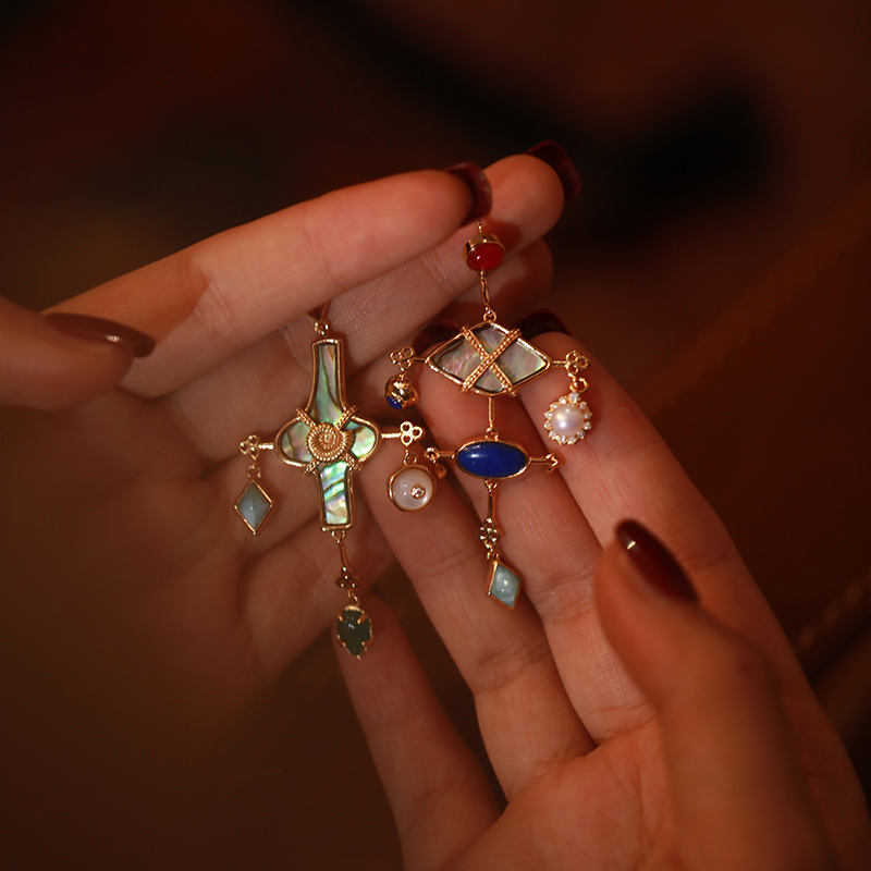 复古轻奢珍珠玛瑙等耳钉