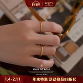 高级纯银镀金戒指环女款 个性 周末早餐 面包系列复古设计感时尚